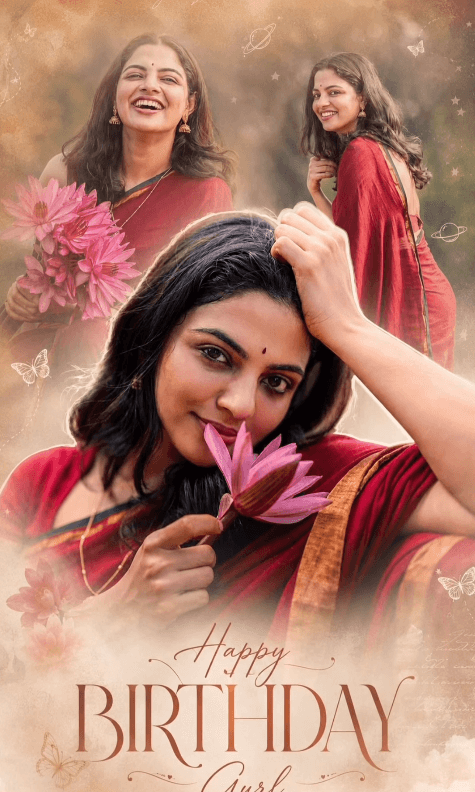 Dreamy Birthday Girl Saree Portrait Prompt